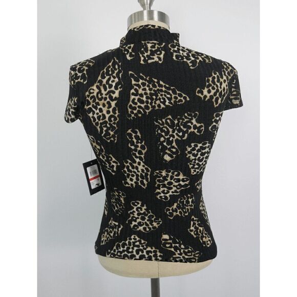 DKNY Womens Short Sleeve Animal Print Pullover Top XS - Picture 3 of 9